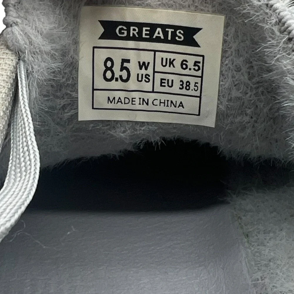 GREATS Royale Knit Grey Fuzzy Low Top Sneakers Womens‎ 8.5 Brooklyn Shoes